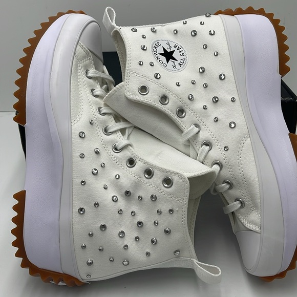 Converse Men’s High-Top Platform Sneakers A10289C RUN STAR HIKE HI WHITE/BLACK - Picture 11 of 16